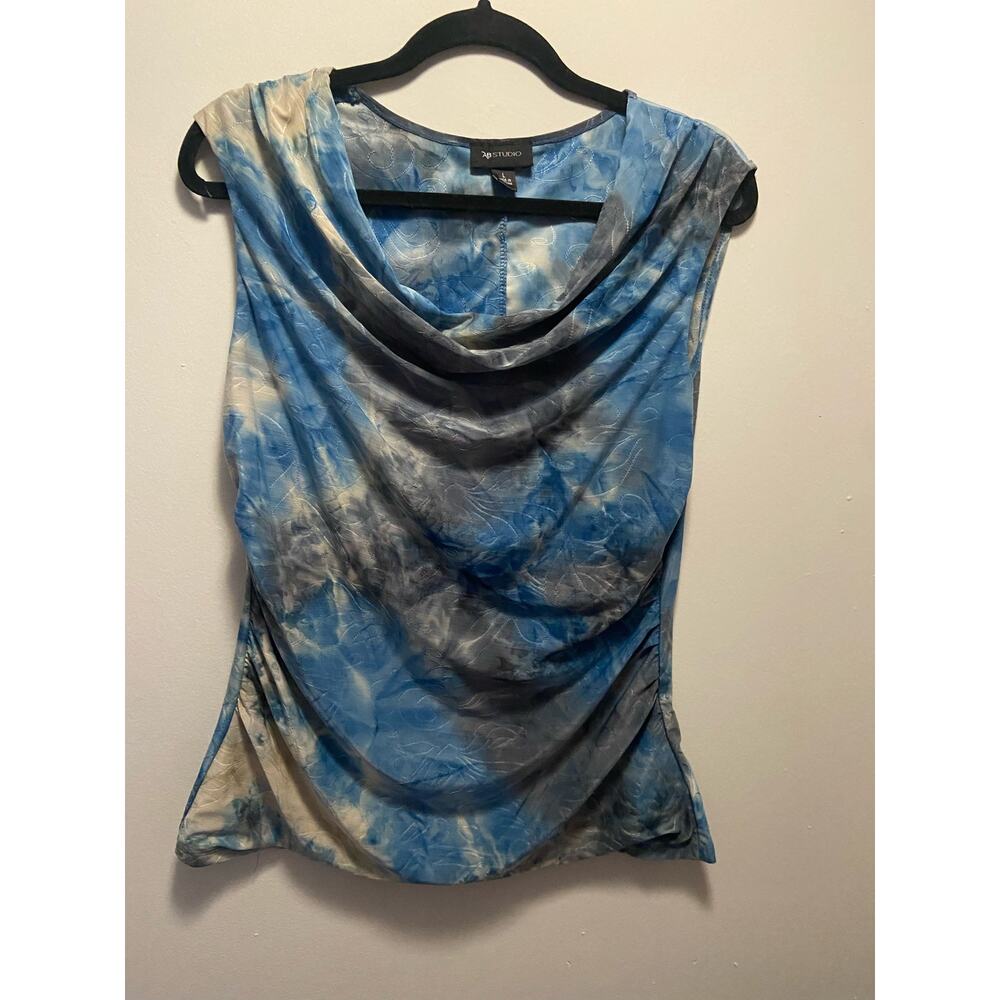 AB Studio Blue Tie-Dye Top - Size Large | Y2K Vibes